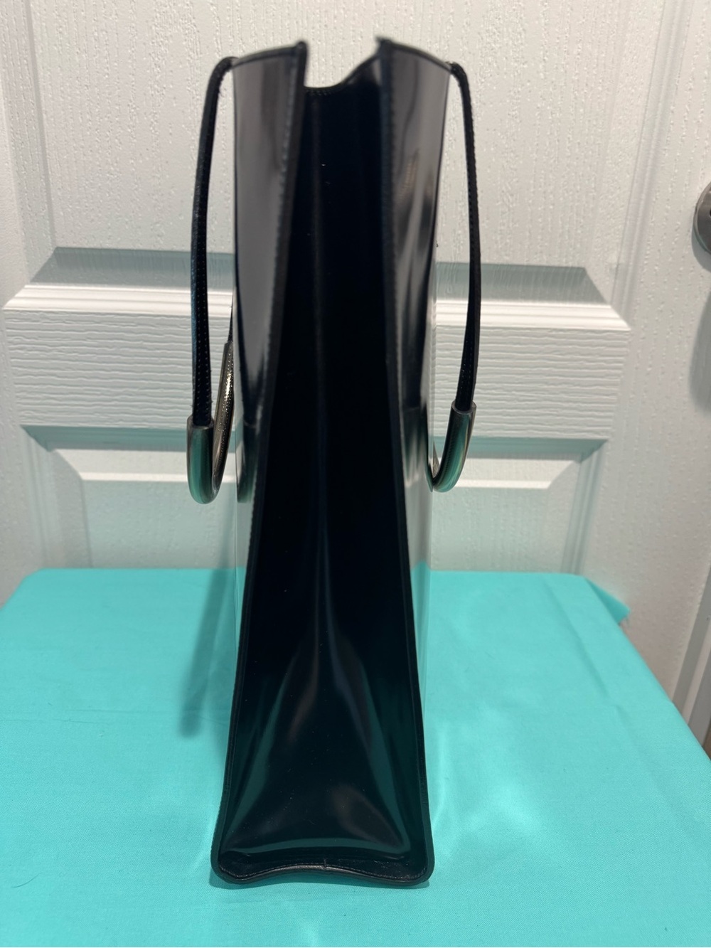 Salvatore Ferragamo Glossy Black Patent Tote with Matching Pouch - Picture 3 of 13